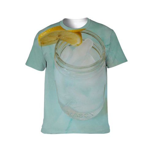 yanfind Adult Full Print T-shirts (men And Women) Summer Cocktail Glass Bubble Clean Lemon Health Tropical Liquid Turquoise Sparkling