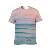 yanfind Adult Full Print T-shirts (men And Women) Beach Sunset Beautiful Scenery Drone Hawaii Island Oahu Ocean Paradise Pastel