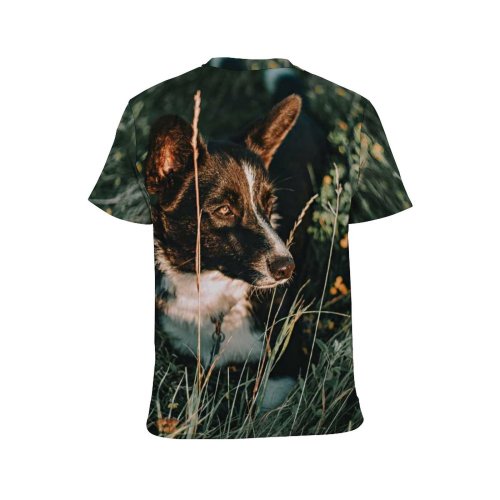 yanfind Adult Full Print T-shirts (men And Women) Dawn Field Summer Dog Cute Grass Leaf Wolf Fall Flower Grassland Outdoors