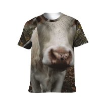 yanfind Adult Full Print T-shirts (men And Women) Field Countryside Agriculture Farm Grass Milk Portrait Bull Cow Rural Farmland Pasture