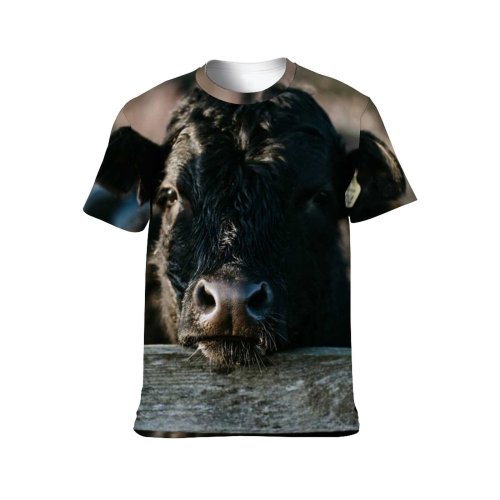 yanfind Adult Full Print T-shirts (men And Women) Landscape Field Countryside Agriculture Grass Outdoors Bull Rural Country Pasture Daylight