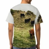 yanfind Adult Full Print T-shirts (men And Women) Landscape Field Agriculture Farm Grass Grassland Milk Bull Cow Rural Farmland