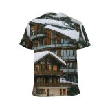 yanfind Adult Full Print T-shirts (men And Women) Alpine Alps Architecture Building Calm Cloudy Cottage Countryside Dwell Exterior Facade Fog