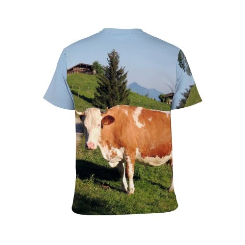 yanfind Adult Full Print T-shirts (men And Women) Landscape Field Countryside Agriculture Farm Grass Grassland Milk Cow Rural Farmland Pasture