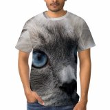 yanfind Adult Full Print T-shirts (men And Women) Eyes Cat Grey Pet Portrait Staring Whisker