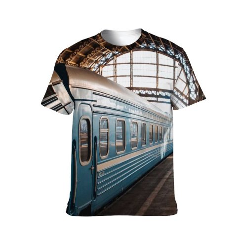 yanfind Adult Full Print T-shirts (men And Women) Light Train Tunnel Architecture Travel Station Platform Abandoned Urban Railway Perspective