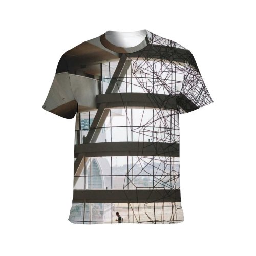 yanfind Adult Full Print T-shirts (men And Women) Light Construction Office Architecture Window Reflection Urban Concrete Perspective Expression Contemporary