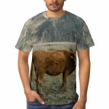 yanfind Adult Full Print T-shirts (men And Women) Landscape Countryside Agriculture Farm Grass Grassland Outdoors Cow Rural Calf Pasture Cattle