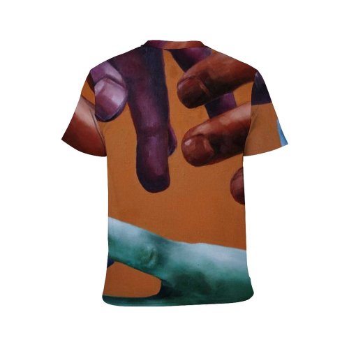 yanfind Adult Full Print T-shirts (men And Women) Art Colorful Contact Fingers Hands Multicolor Picture Touch Touching United Unity