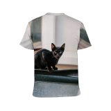 yanfind Adult Full Print T-shirts (men And Women) Attentive Building Calm Cat Creature Curious Dwell Fluff Fur Gaze Home