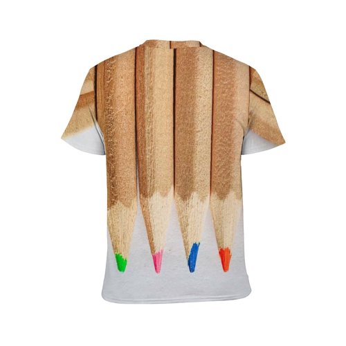 yanfind Adult Full Print T-shirts (men And Women) Wood Art Writing School Wooden Design Creativity Row Rainbow Motley Graphite Disjunct