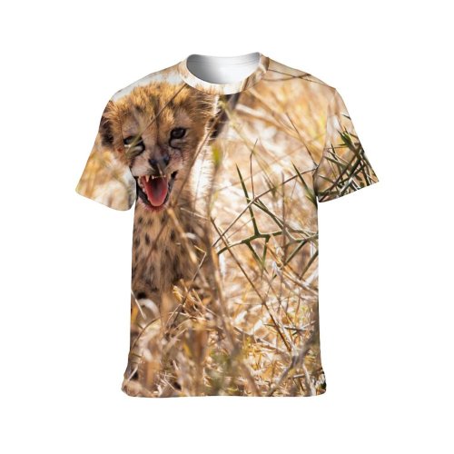 yanfind Adult Full Print T-shirts (men And Women) Cute Grass Park Tree Fur Young Fox Outdoors Wild Baby Hunter
