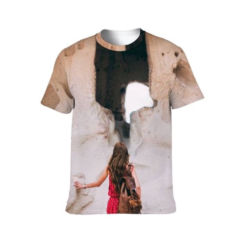 yanfind Adult Full Print T-shirts (men And Women) Building Winter Architecture Travel Cave Rock Adventure Outdoors Stone Exploration Wear
