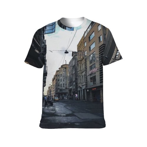 yanfind Adult Full Print T-shirts (men And Women) Light City Road Street Building Car Architecture Window Pavement Outdoors Urban Town