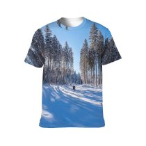 yanfind Adult Full Print T-shirts (men And Women) Beautiful Conifer Forest Freezing Frost Frosty Frozen Landscape Outdoors