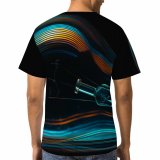 yanfind Adult Full Print T-shirts (men And Women) Art Wave Dark Abstract Neon Design Creativity Science Flame Energy Rainbow Artistic