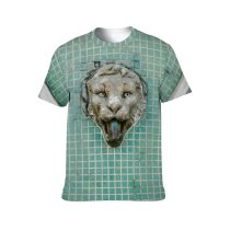 yanfind Adult Full Print T-shirts (men And Women) Art Texture Wall Vintage Door Design Decoration Cat Retro Ancient Picture Sooty
