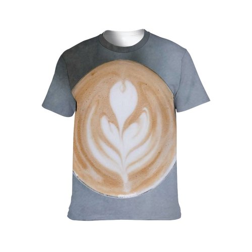 yanfind Adult Full Print T-shirts (men And Women) Cappussino Coffee Concrete Cup Flatlay Foam Grey Latte Art Milk Minimal Nobody