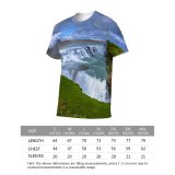 yanfind Adult Full Print T-shirts (men And Women) Cliff Clouds Countryside Daylight Grass Landscape Mountains Outdoors Rainbow River Rocks Scenic