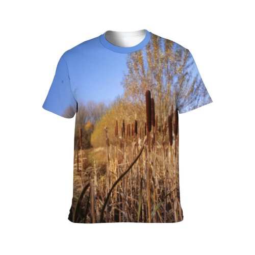 yanfind Adult Full Print T-shirts (men And Women) Landscape Trees Grass Whey Fields Woods