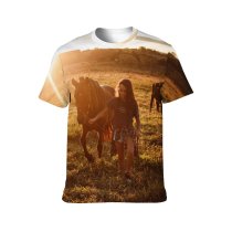 yanfind Adult Full Print T-shirts (men And Women) Backlit Bridle Cattle Cloudy Sky Countryside Cow Creature Dog Evening Farm Farmland