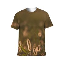 yanfind Adult Full Print T-shirts (men And Women) Dawn Sunset Field Summer Grass Flower Grassland Outdoors Rural Cereal