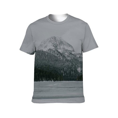 yanfind Adult Full Print T-shirts (men And Women) Cloudy Coniferous Cool Countryside Dramatic Fir Forest Freeze Frost Frozen Geology
