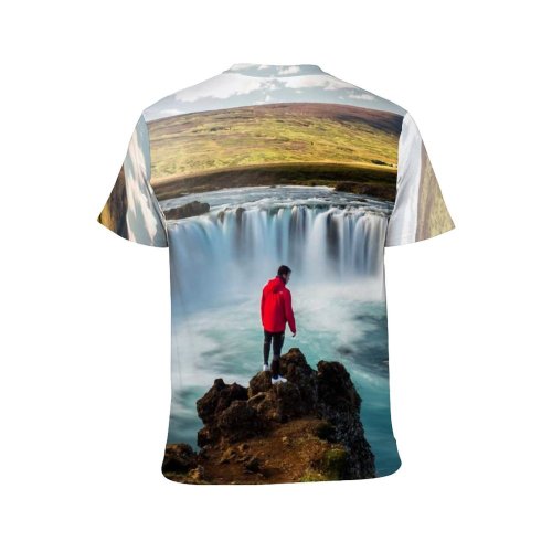 yanfind Adult Full Print T-shirts (men And Women) Landscape Sunset Lake River Fall Seascape Waterfall Rock Outdoors Rainbow