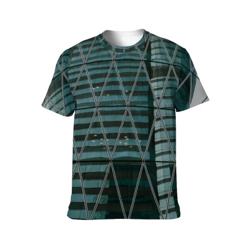 yanfind Adult Full Print T-shirts (men And Women) City Building Construction Office Architecture Window Reflection Urban Perspective