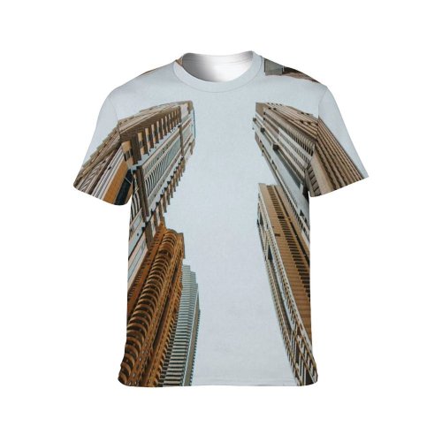 yanfind Adult Full Print T-shirts (men And Women) City Building Architecture High Travel Outdoors Urban Perspective Cityscape Downtown