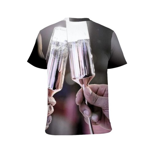 yanfind Adult Full Print T-shirts (men And Women) Toast Restaurant Alcohol Bar Waiter Party Glass Luxury Wine Christmas Champagne