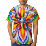 yanfind Adult Full Print T-shirts (men And Women) Art Texture Abstract Flower Design Round Decoration Beautiful Rainbow Petal Motley Proportion