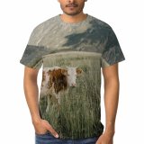 yanfind Adult Full Print T-shirts (men And Women) Landscape Field Summer Countryside Agriculture Farm Grass Grassland Outdoors Cow Rural Pasture