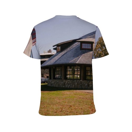 yanfind Adult Full Print T-shirts (men And Women) Attic Autumn Sky Building Cottage Countryside Deciduous Dwell Exterior Facade Fallen Grass