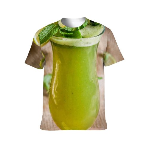 yanfind Adult Full Print T-shirts (men And Women) Wood Summer Cocktail Glass Leaf Wooden Lemon Health Fruit Tropical Lime
