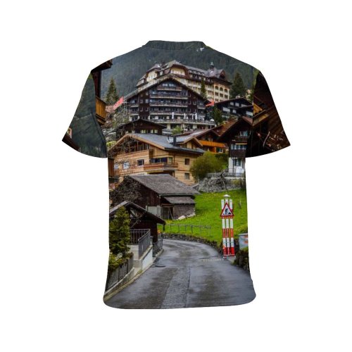 yanfind Adult Full Print T-shirts (men And Women) Asphalt Breathtaking Calm Cloudy Cottage Countryside Destination Dwell Explore Fog Highland Highway
