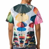 yanfind Adult Full Print T-shirts (men And Women) City Summer Texture Travel Outdoors Tourism Sunshade Umbrella Nylon Motley Sunblind