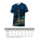 yanfind Adult Full Print T-shirts (men And Women) City Road Traffic Building Evening Architecture Travel Dusk Highway Urban