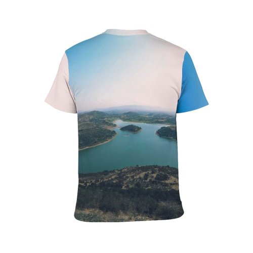 yanfind Adult Full Print T-shirts (men And Women) Sea Dawn Sunset Beach Ocean Bay Lake River Seashore Island Volcano
