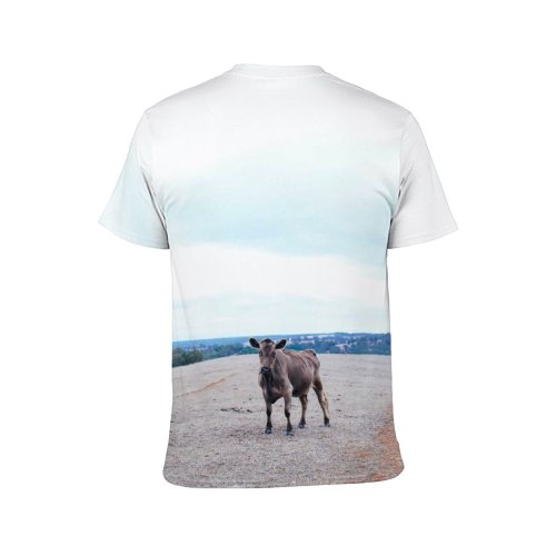 yanfind Adult Full Print T-shirts (men And Women) Landscape Beach Sand Field Summer Desert Farm Grass Travel Cow Rural Cattle