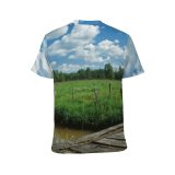 yanfind Adult Full Print T-shirts (men And Women) Landscape Trees River Sky Grass Fields Wooden