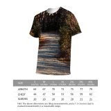 yanfind Adult Full Print T-shirts (men And Women) Snow Wood Road Dawn Landscape Sunset Winter Park Leaf Tree Fall
