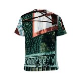 yanfind Adult Full Print T-shirts (men And Women) Wood Street Architecture Courtyard Fence Outdoors Iron Web Urban Security Recreation