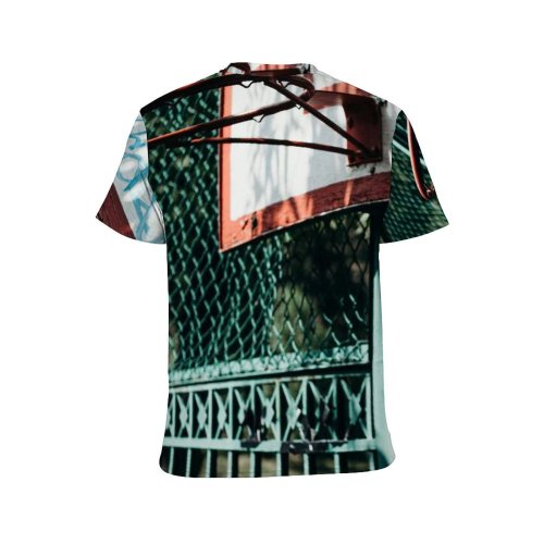 yanfind Adult Full Print T-shirts (men And Women) Wood Street Architecture Courtyard Fence Outdoors Iron Web Urban Security Recreation