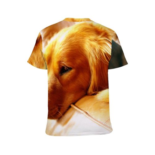 yanfind Adult Full Print T-shirts (men And Women) Dog Fur Golden Leather Pet
