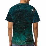 yanfind Adult Full Print T-shirts (men And Women) Aqua Breathtaking Bristly Daylight From Above High Highland Idyllic Marine Mount