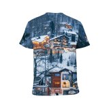yanfind Adult Full Print T-shirts (men And Women) Building Calm Cottage Country Countryside Daytime Destination Dwell Freeze Frost Frozen Highland