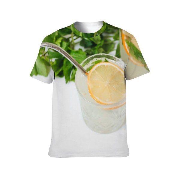 yanfind Adult Full Print T-shirts (men And Women) Cocktail Glass Leaf Sweet Health Fruit Tropical Lime Still Juice