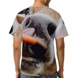 yanfind Adult Full Print T-shirts (men And Women) Countryside Cute Grass Fur Portrait Outdoors Rural Funny Pasture Cattle Curiosity