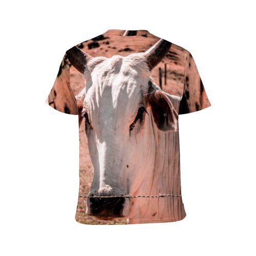 yanfind Adult Full Print T-shirts (men And Women) Countryside Agriculture Farm Milk Portrait Bull Cow Rural Farmland Pasture Horn Cattle